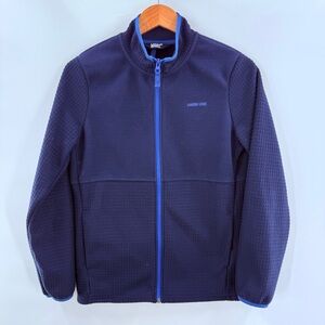 Land’s End Boy's Breathable Grid Fleece Full-Zip Jacket Navy Blue Size XL 14-16